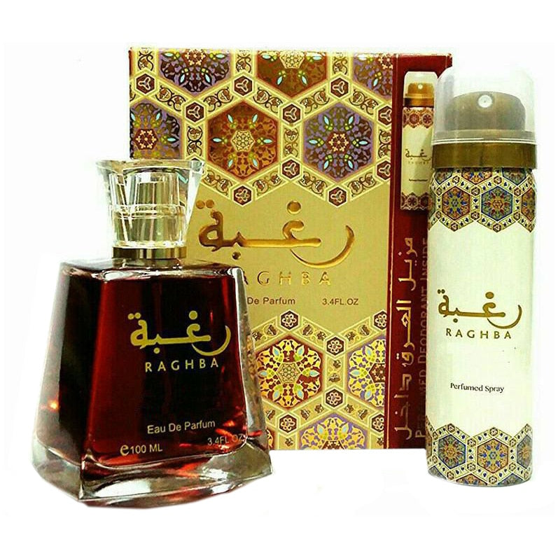 Lattafa Set  Raghba :  100 ml + Deodorant Spray 50 ml